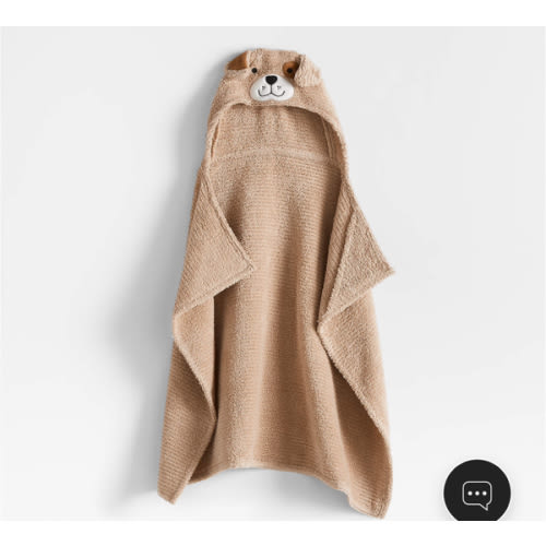 Puppy Prairie Beige Organic Cotton Hooded Baby Towel