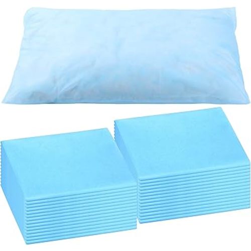 20 Pcs Disposable Pillow Case Medical Disposable Pillow Cover Travel Single Use Pillowcase Non Woven Fabric for Hospitals Hotels Home Bedroom Bedding Supplies, 32 x 20 Inches (Light Blue)