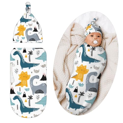 Jarverce Swaddling Blanket for Baby, Soft Sleeping Bag, Sack for Newborn Boys Girls, Unisex Baby Stuff, Dinosaur