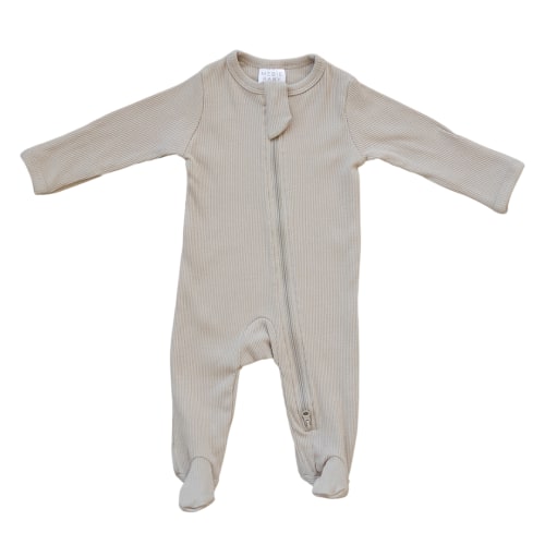 Oatmeal Organic Cotton Ribbed Zipper – Mebie Baby Newborn
