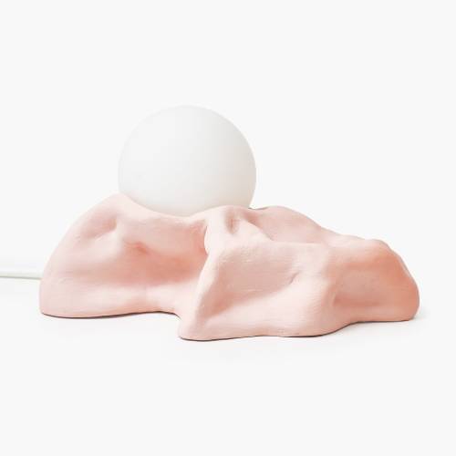 Handmade Ceramic Pink Lamp - Organic Shape Lamp - Lamp with Glass Globe - Ceramic Wall Lamp - Quirky Design - Sconce Lamp - Gift for Her
