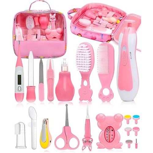 Baby Healthcare and Grooming Kit, Electric Safety Nail Trimmer Baby Nursery Kit, Newborn Care Kits with Hair Brush Comb for Newborn Infant Toddlers Baby Boys Girls Kids, Baby Shower Gifts