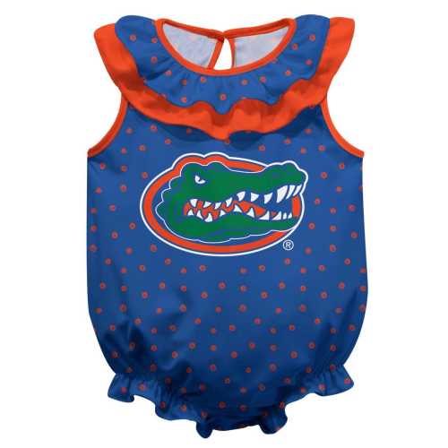 Florida Gators Swirls Blue Sleeveless Ruffle Bodysuit Logo