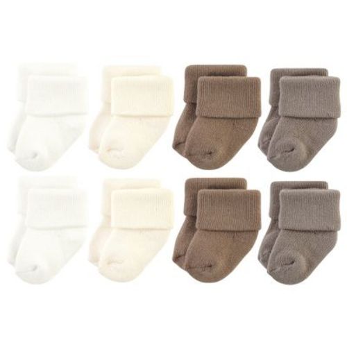 Hudson Baby Cotton Rich Newborn And Terry Socks, Solid Beige Brown, 6-12 Months