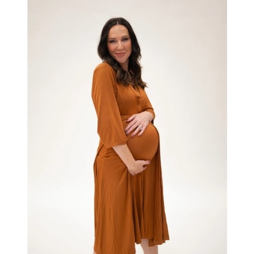 Lila Labor & Postpartum Gown in Burnt Orange