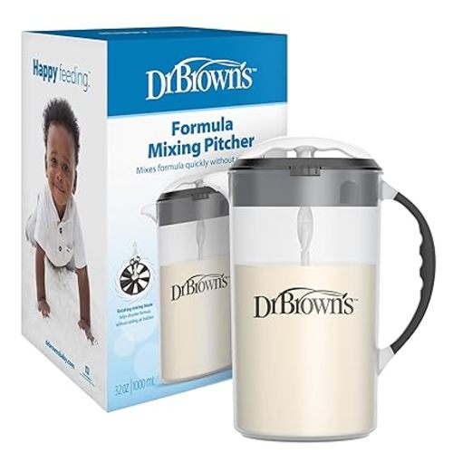 Dr. Brown's Baby Formula Mixing Pitcher with Adjustable Stopper, Locking Lid, & No Drip Spout, 36oz, BPA Free, Olive