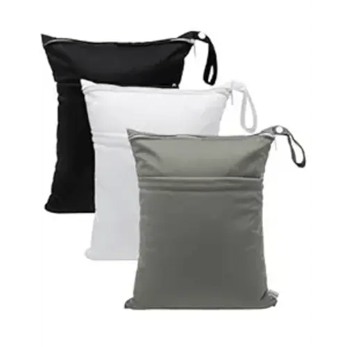 babygoal Wet Dry Bags 3 Pack, Waterproof Reusable Travel Bags for Swimsuits, Baby Cloth Diapers, Beach, Pool, Gym Bag & Wet Clothes with 2 Pockets L-BWG