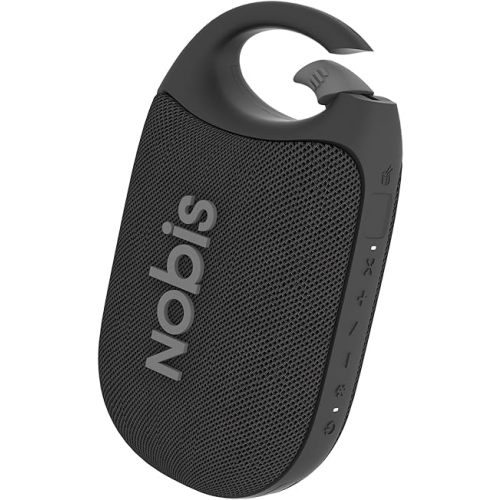 NOBIS Clip N1 Portable Bluetooth Speaker with App, Beat Mode, Up to 24H Playtime, IP68 Waterproof, BT 5.3, HD Sound, Stereo Pairing, Custom EQ, Perfect for Outdoor, Home and Adventure (Black)