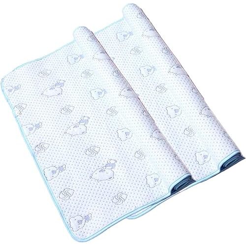 Monvecle 2pcs Pack Baby Infant Waterproof Cotton Changing Pads Washable Resuable Diapers Liners Mats Blue Bear 28" x 20"