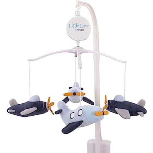 Little Love by NoJo Soar High Little One Navy Plush Airplane Musical Mobile