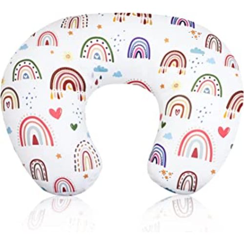 Rainbow Nursing Pillow Cover, Breastfeeding Pillow Slipcover for Baby Girls/Boys, Soft Snug Fits On Newborn Feeding Pillow Case