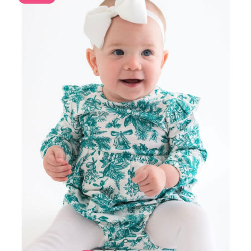 Knit Long Sleeve Flutter Bubble Romper | RuffleButts Jingle