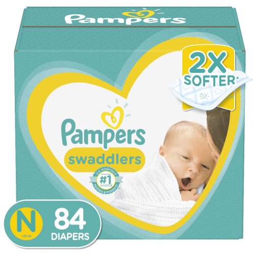 Pampers Swaddlers Soft and Absorbent Diapers, Size N, 84 Ct