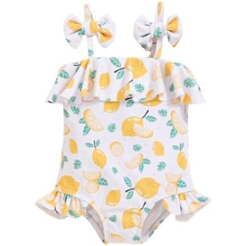Mioglrie Toddler Bathing Suit Girl Baby Swimsuit Beach One Piece Swimwear Shoulder Strap Ruffle Bikinis 12M-4T