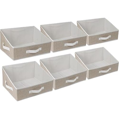 6 Pack Closet Storage Bins for Shelves, Shelf Baskets for Organization,Closet Organizers and Storage,Trapezoid Storage Bin Closet Shelf Organizer for Clothes,Toys,Towel,Book,Baby Clothing (6PC-Coffee)