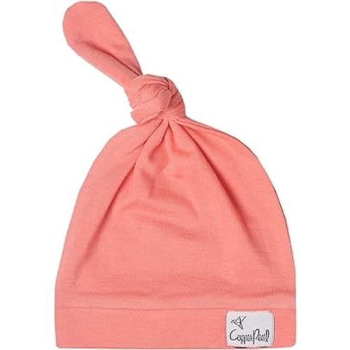 Copper Pearl Baby Beanie Hat Top Knot Stretchy Soft Stella