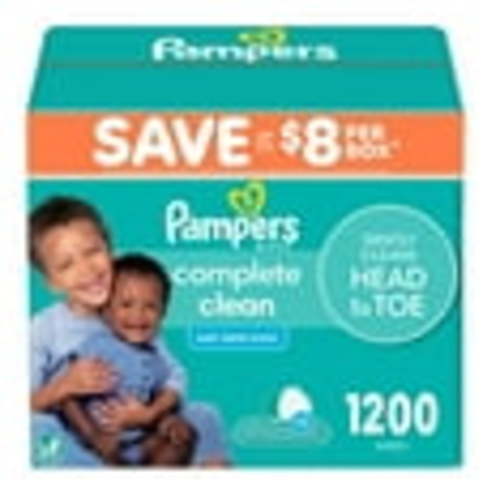 Pampers Complete Clean Baby Wipes, Baby Fresh Scent, 15 Pack, 1,200 Wipes