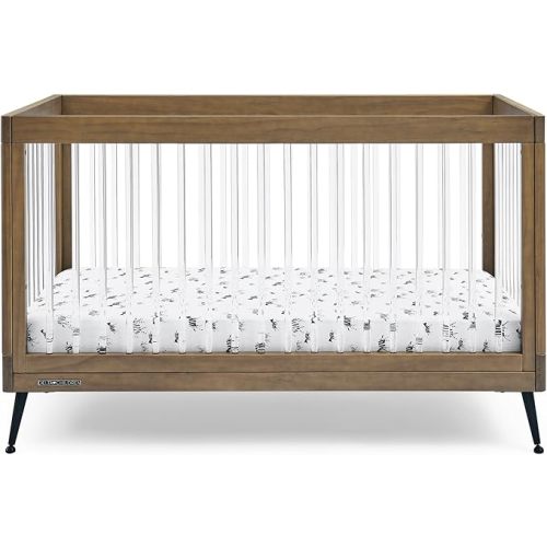 Delta Children Sloane 4-in-1 Acrylic Convertible Crib - Greenguard Gold Certified, Acorn/Matte Black
