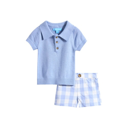 Polo Sweater & Gingham Check Shorts Set, 18M
- Only a few left
