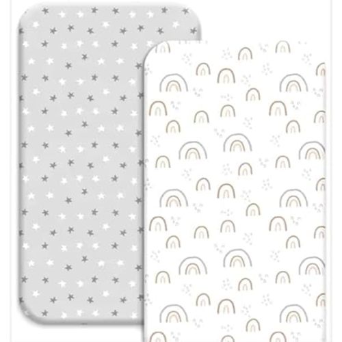 Crib Sheets Fitted 2 Pack 52x28 - Baby Crib Sheets, Toddler Bed Sheets, Cotton Crib Sheets, Neutral Design, Woodland Nursery Decor, Soft & Hypoallergenic, 2 Pack Crib Mattress Sheets