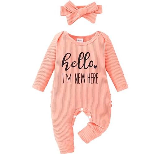 Yvowming Newborn Baby Girl Fall Winter Outfits Clothes Knit Romper Coming Home Outfit for Baby Girl