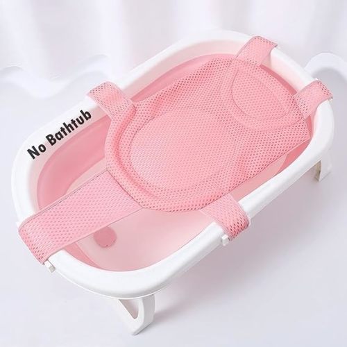 Baby Bath Support Mesh Pad Newborn Bath Tub Seat Net Non-Slip Baby Tub Mat Floating Bathtub Seat Cushion Adjustable Pillow for Bathing Cushion Pad Mat for 0-3 Years Old (No Bathtub)