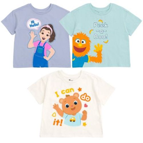 Ms. Rachel Toddler Boys 3 Pack T-Shirts Periwinkle / White / Powder Blue 4T