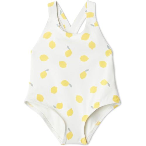 Amazon Essentials x Sofia Grainge Toddlers and Baby Girls' One-Piece Swimsuit with Crisscross Straps, Ruffle Detail