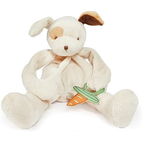 BUNNIES BY THE BAY "Skipit Puppy Silly Buddy - Animal Pacifier Holder Plush Toy with Velcro Loop Attachment - 10" (25cm) Size