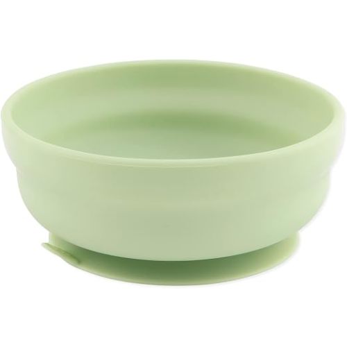 Bumkins Baby Bowl, Silicone Suction, for Babies, Toddlers and Kids, Baby Led Weaning, Feeding Essentials, Platinum Silicone, Non Skid Sticky Bottom, Supplies for Children Ages 6 Months Up, Sage