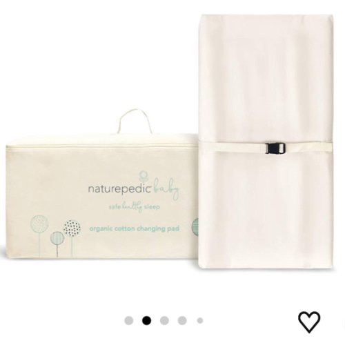 Naturepedic Organic Contoured Changing Pad - Easy to Clean, Lightweight & Portable - Comfort 2-Sided Waterproof Baby Diaper Changing Pad for Dresser or Changing Table - 16" x 31"