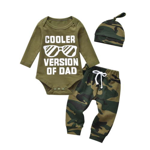 Newborn Infant Baby Boy Clothes Long Sleeve Romper Pants Headband Hat Outfits Set ( 0-3 Months, Green)