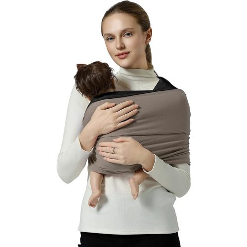 Baby Wraps Carrier, Baby Carrier Wrap Baby Wearing Wrap Newborn Wrap Carrier, Baby Sling, Baby Carrier Sling for Newborn and Infant, Black+Brown