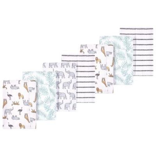 Luvable Friends Hudson Baby Flannel Burp Cloths 7pk, Safari Adventure