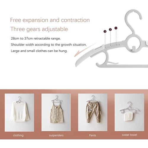 Baby Nursery Closet Hangers, Ultra Thin Non-Slip and Extendable Laundry Infant Pant Hanger for Newborn Clothes 20pcs11-14" Adjustable Children Coat Hanger for Girl Boy Toddler Kids Child