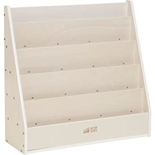 ECR4Kids Streamline Single-Sided Book Display with Storage, Classroom Bookshelf, White Wash