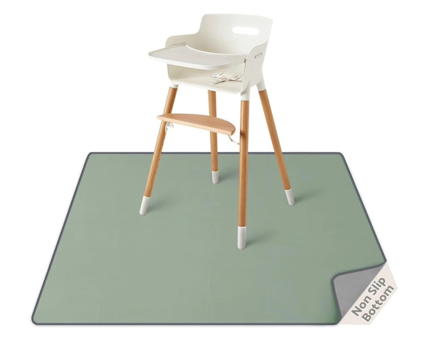 Amazon.com: Blissful Diary Baby Splat Mat for Under High Chair, 50.4 x 50.4 Inch Wipeable Splash Mat, Waterproof and Washable, Anti-Slip Floor Protector, Sage Green