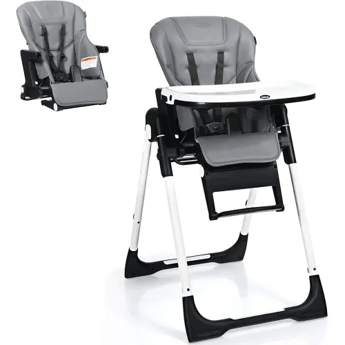 INFANS 4 in 1 High Chair–Booster Seat, Convertible Highchair w/Adjustable Height and Recline,Removable Tray,DetachableCushion, Installation-Free,Simple Fold for Baby, Infant& Toddler