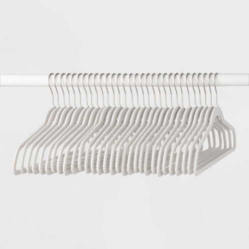30pk Suit Flocked Hangers White - Brightroom™: Velvet Clothes Hangers for Sweaters, Dresses, Shirts, Suits