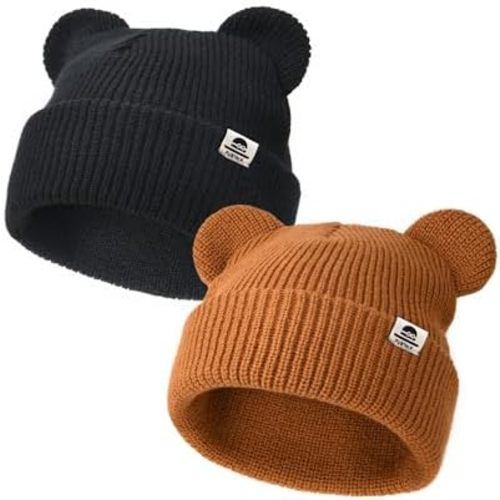 FURTALK Toddler Beanie Baby Boys Girls Winter Hat with Bear Ear for Kids Soft Knitted Hats