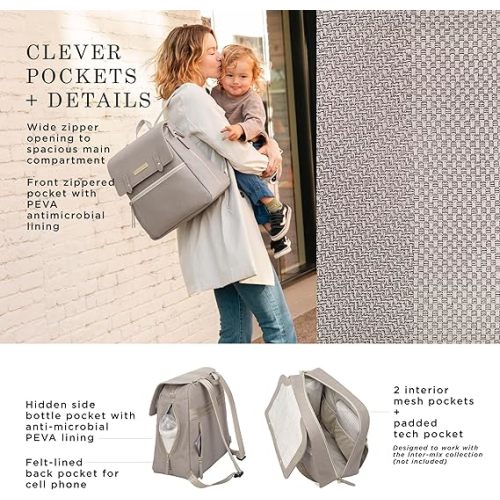 Petunia Pickle Bottom Meta Backpack, Sand Cable Stitch, Unisex, Laptop Backpack, Stylish, Spacious, and Comfortable for On the Go Moms and Dads