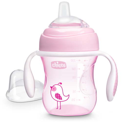 Chicco 7oz. Silicone Spout Transition Sippy Cup, 4m+ - Pink, New