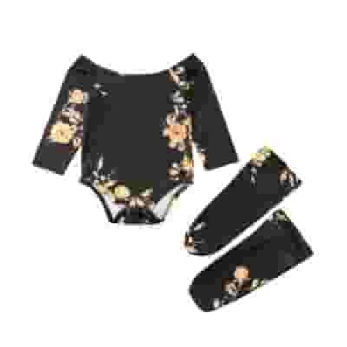 Newborn Baby Girls Long Sleeve Floral Romper Cotton Bodysuit Leg Warmers Summer Autumn Outfits