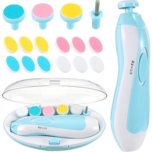 Baby Nail Clippers with Light, 20 in 1 Electric Nail File Kit Nail Trimmer, Automatic Safe-Stop System Additional Soft Replacement Heads for Newborn Baby, Toddler, Children, Adult