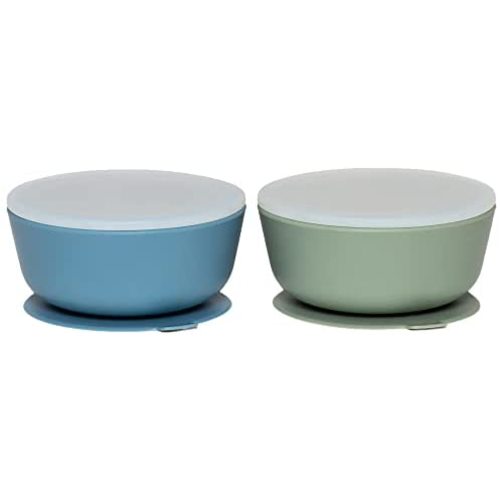 WeeSprout Silicone Suction Bowls for Babies | Leakproof Silicone Lids | Ultra-durable for Babies & Toddlers | Extra Strong Suction | Easy-Release Tab | Dishwasher, Microwave, & Freezer Safe | Set of 2