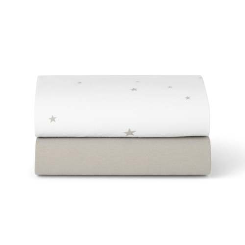 Bassinet 2 Pack Fitted Sheets - White Star