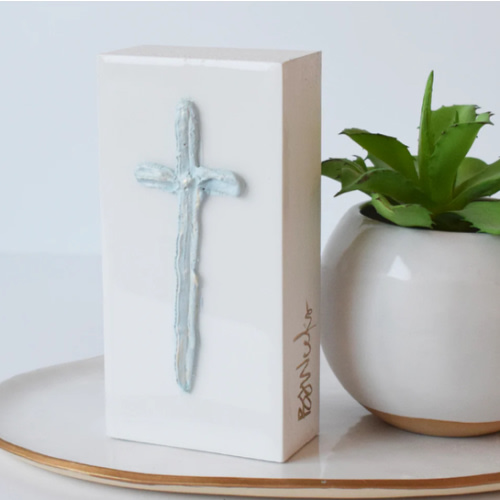 BJ Weeks Cross on Wood Blue | Mississippi Made Gifts | TheMississippiGiftCompany.com