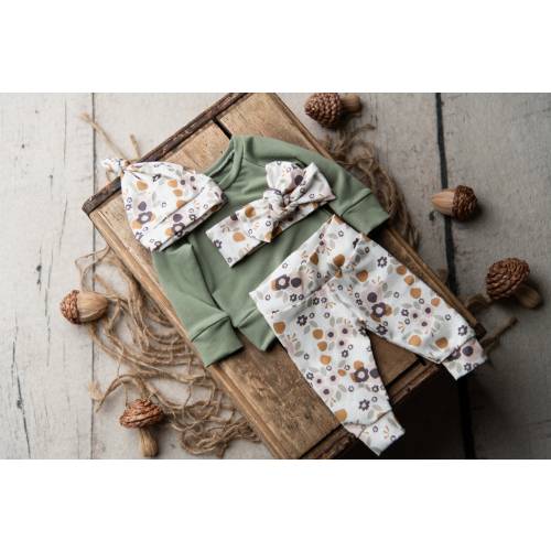 Organic Baby Girl Outfit/newborn girl/baby girl clothes/toddler girl outfit/girl floral leggings/sage raglan/fall girl clothes/Baby Gift