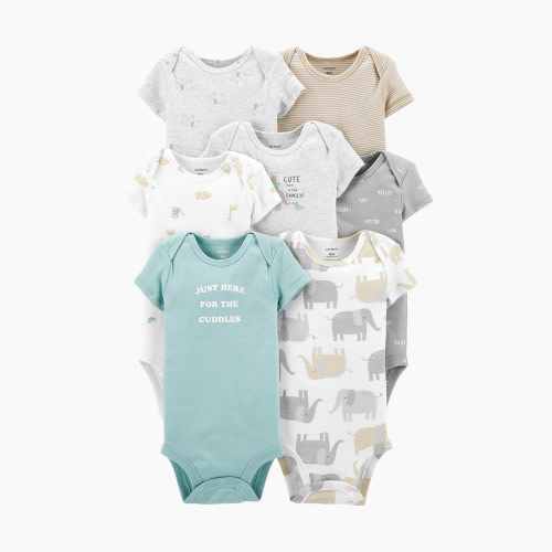 Carter's Short-Sleeve Original Bodysuits (7 Pack) - Elephants, 6M