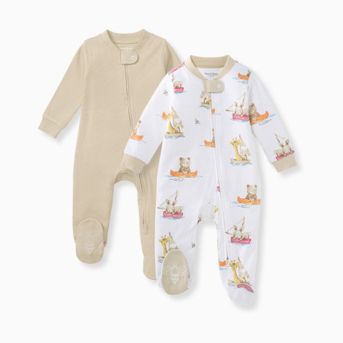 Burt's Bees Baby 2-Pack Organic Sleep & Play Footie Pajamas - Friend Ship, 0-3 M